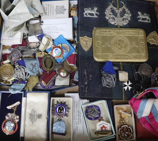 A large quantity of mainly masonic medals including enamelled, silver and silver gilt.